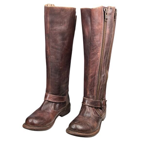 Bed Stu Women’s Tango Brown Distressed Size Zip Riding Boot Size US 7.5 - Picture 6 of 12